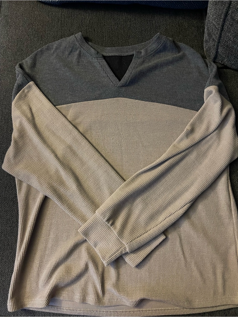 Women’s Two-Tone Gray Crew-Neck Sweater